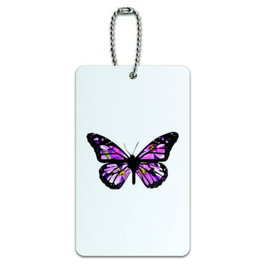 Butterfly Butterflies Rainbow Magic Round Luggage ID Tag Card Suitcase Carry-On